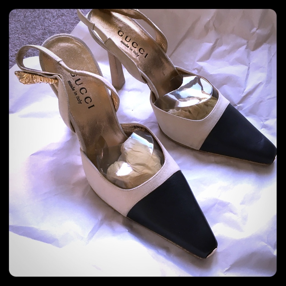 Gucci leather and suede heels